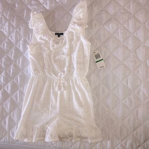 -white romper- -kids size large- -new with tags-
